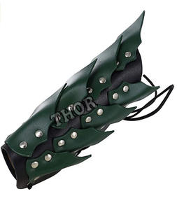 Medieval Adjustable Leather Scaled Green Color Arm Bracer Guards Armor <b>COSTUME</b> - Product Image 5