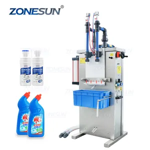 ZONESUN yarı otomatik çift kafa plastik Anti korozyon tuvalet sıvı temizleyici klor ağartma su dolum makinesi