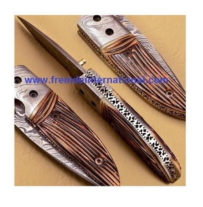 Navaja Plegable de Acero de Damasco y Empuñadura de Damasco, Navaja de Bolsillo Hecha a Mano de Alta Calidad Pakistaní - Product Image 2