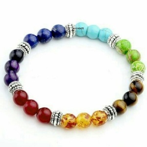 Pulsera de piedra de siete chakras, pulsera de piedras naturales curativas, compra en línea de ágata N H - Product Image 6