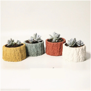 Cement Concrete Plaster Pot Flowerpot Molds Resin Candle Jar jewelry box silicone mold Tree Stump Shape Planter Pot Mold