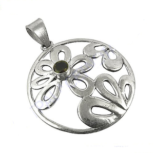 Latest Design Peridot Round Gemstone Pendant Flower Design Logo Antique Versatile Partywear Jewellery Gift for Women - Product Image 1