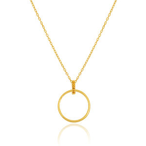 Collar con colgante circular de Plata de Ley 925 chapado en oro clásico para mujer, joyería fina a granel de circón amarillo para regalos - Product Image 2