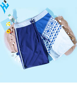 Shorts de plage pour hommes, à couleur contrastée, impression numérique, uni, teinture, poche, personnalisé, séchage rapide, été, 2020 - Product Image 6