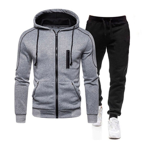 Hooded Red Zipper Adjusting <b>String</b> Jacket With Full Sleeve Multi Color Men Tracksuit Bottom And Trousers Set For Men - Product Image 4
