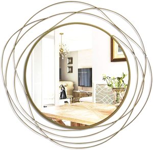 Miroir décoratif rond mural en fer Art Déco fait main personnalisé KSN-MR-02 pour salle de bain, coiffeuse, salon, chambre à coucher par KSN - Product Image 1