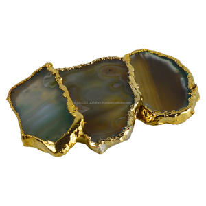 Sous-verre et coussinets Designer Set décoratif luxueux Agate pierre thé Agate sous-verres pour boisson vaisselle Design pierre - Product Image 2