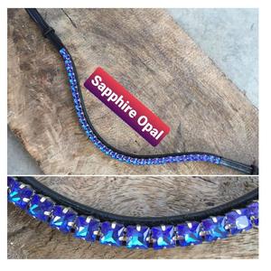 Bandeau équestre de luxe en cristal opale saphir 8 mm, design tendance course, boucle ouverte en ruban, pour cheval de haute qualité - Product Image 3