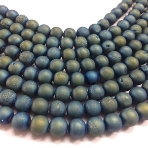 หินโมราอัญมณีดรูซี่สีฟ้าหลวม6มม. ลูกปัดกลมสีน้ำตาลดำสำหรับทำเครื่องประดับทำตัวอย่างขนาดวัสดุหินที่มีอยู่ - Product Image 1