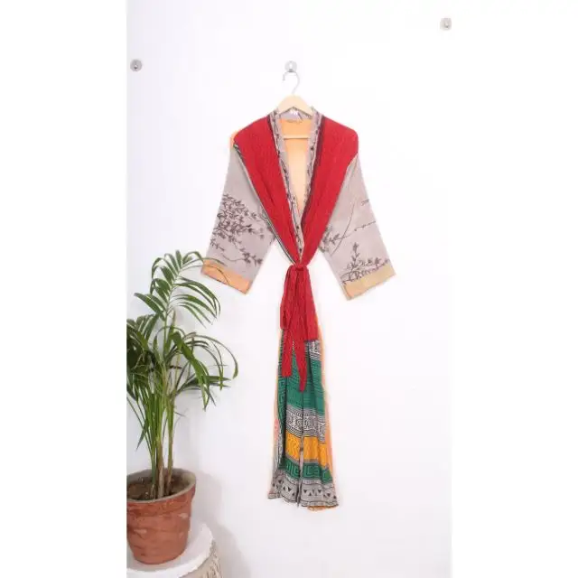 Women's House Robe Women's Clothing Dress patchwork silk kimono vintage silk modals gown Soft and comfortable bridal dresses