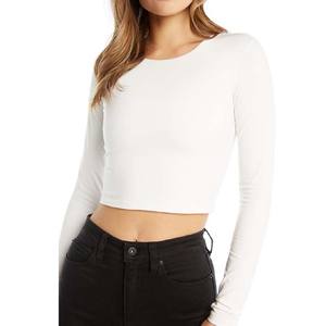 เสื้อครอปแขนยาวผ้าฝ้าย100% ปักโลโก้ได้ตามต้องการสีดำลำลองไซส์ใหญ่พิเศษ2020 - Product Image 5