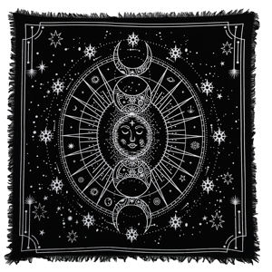 Tapisserie en coton moderne faite à la main Cinq phases de lune Couverture de table en tissu d'autel carré Beau Tarot répandu par les expéditeurs indiens - Product Image 1