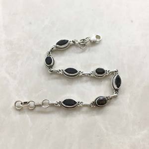 Pulsera Unisex duradera de alta calidad de Plata de Ley 925 cuarzo ahumado piedra preciosa de corte Marquesa diseño Popular regalos fiestas en línea - Product Image 3