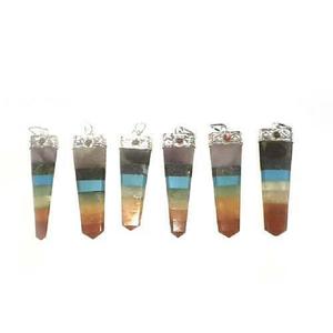 Belle Collé Sept Chakra Plat Pendentifs Pierres Précieuses Crayon Pendentifs Cristaux Pendentifs Pour Collier - Product Image 2