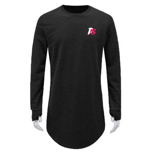 Camiseta con dobladillo redondo de algodón 100%, cuello redondo de palangre con mangas raglán, diseño de patrón impreso de tela de Jersey en blanco - Product Image 6