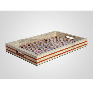 Bandeja de Resina con Mosaico, Plato Decorativo Hecho a Mano, con Asas, Organizador de Mesa Rústico, Decoración para Cocina y Comedor, Estilo Maximus - Product Image 1