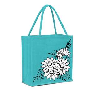 Tote Bolsas de compras de yute con patrón geométrico Teñido Bolsa de yute con asa tejida Fabricación india de moda - Product Image 3