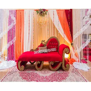 Hint düğün gelin damat resepsiyon Loveseat toptan kırmızı İtalyan kanepe gelin damat büyüleyici hint düğün sahne kanepe