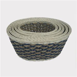 Cesta ovalada de ratán con asa Organizador de cocina de plástico y contenedores de almacenamiento de cosméticos artesanales en caja - Product Image 6