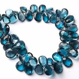 Perles de pierres précieuses en topaze bleue de Londres naturelle, taille poire facettée, 4mm 5mm 6mm, pour création de bijoux, certifiées IGI - Product Image 1
