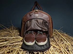 Bolsa de deporte Vintage grande de lujo Unisex, bolsa de gimnasio de cuero genuino hecha a mano, bolsa de compras de viaje plegable con logotipo personalizado, moda de dulces - Product Image 2