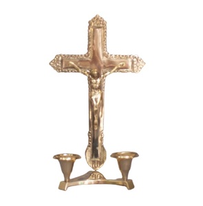 <b>Hand</b> made New Design decorative of Brass polished Religious Cross with candle stand and eithout candle stand - Product Image 3