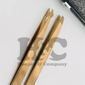 Prix de gros pince à épiler à sourcils en acier inoxydable or rose Plasma manche uni pince à sourcils durable Logo vison - Product Image 3