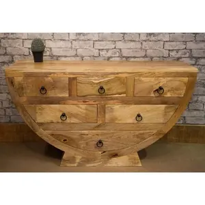 Round shape sideboard with drawers made up of solid mango wood,hardwood furniture