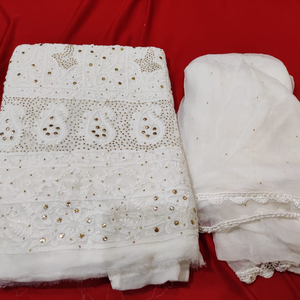 แต่งตัววัสดุ Biscose Georgette ด้านหน้า Jaal Super Fine Chikankari กับ Kaamdani ทำงานเต็มแขนกับ Duptta - Product Image 1