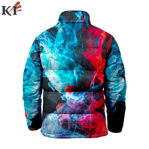 <b>Men's</b> Puffer Jacket Gradient Color Print Windproof Polyester Winter Casual Stand Collar Zipper Closure Regular Fit - Product Image 5