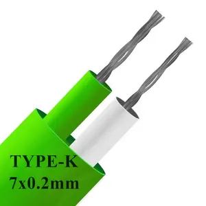 Cable/Cable de compensación para termopar, par plano aislado, tipo K PFA, Color verde (IEC)