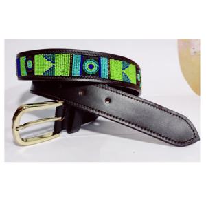 Cinturón Polo de piel de vaca genuina personalizable con diseño de cuentas Material de hebilla de resina para ropa de fiesta - Product Image 1