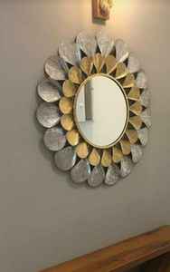 Grande décoration de maison dorée en forme de feuille, cadeau de beauté, suspendue, cadre métallique, miroir mural décoratif, 2020 - Product Image 6