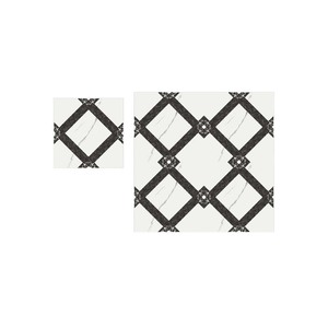 Couleur blanche avec design carré de couleur noire carreaux de sol en céramique brillante 40x40cm - Product Image 1