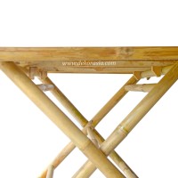 Table Moderne Carrée Pliante en Bambou à Jambes Croisées pour Café/Salle à Manger/Console – Meuble de Salon Démontable Écologique pour Appartement