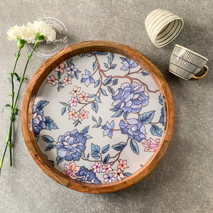 Bandeja Redonda Decorativa Única de Madera de Mango y Esmalte, Diseño Personalizado, Tamaño Grande para Navidad - Product Image 2