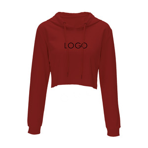 Sweat à capuche pour femmes, haut court, personnalisé, manches longues, pull-over - Product Image 1