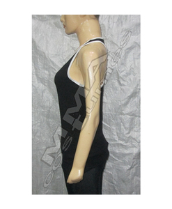 Camiseta sin mangas de entrenamiento de gimnasio de corte bajo para mujer Camiseta de punto sexy con logotipo personalizado Venta al por mayor de tela Jersey Cantidad a granel - Product Image 4