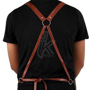 Tablier à bandes en cuir réglables pour hommes, Logo personnalisé, pour atelier, BBQ, cuisine, décoration - Product Image 6