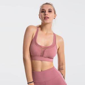 Soutien-gorge de sport pour femmes, couleur unie, col en v, bretelles, sous-vêtements de Yoga, fitness, entraînement, course, débardeur - Product Image 3