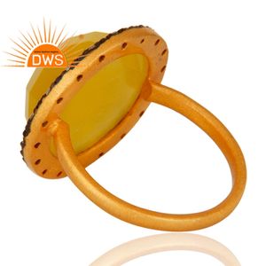 Bague de pierre de lune jaune à facettes en pierre précieuse, anneau de Cocktail en or plaqué argent 18 carats, fabricant de bijoux, livraison gratuite - Product Image 3