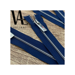 #3 Vacuum Metalizing nylon zipper close end with high polish shiny sliver LOGO puller - Product Image 3