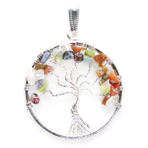 Haute qualité sept Chakra arbre de vie pendentif en pierre semi-précieuse cristal naturel pour la guérison et la positivité prix de gros - Product Image 1