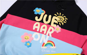 Sudadera con capucha personalizada sin cuerdas Impresión de pantalla de gran tamaño puff estampado Sin bolsillos Raw Hem sudaderas con capucha personalizadas hombres - Product Image 5