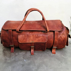 Bolsa de viaje de gran capacidad de cuero genuino Unisex, bolsa de lona de noche de estilo Vintage personalizado para niños y niñas, todos tus fines de semana - Product Image 1