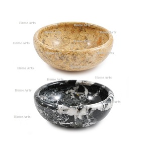 Bol à fruits secs en marbre au design unique avec base en métal Bol de service à dessert de forme ronde de première qualité en vrac - Product Image 4