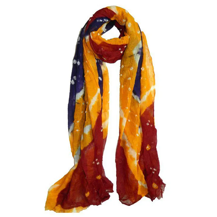 Wholesaler and Manufacturer Indian Ethnic Silk Bandhej Cotton Tie Die Dupatta/Stole/Scarf For Womans and Girls