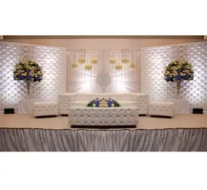 Romantic White Tufted Stage Panels English Wedding Leather Tufted Panels Stage Set Western Wedding Stage Decor weddi suppliers