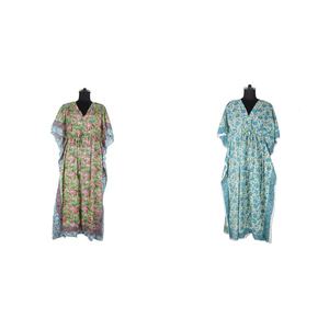 Vente en gros Vêtements islamiques pour femmes Abaya Long Kaftan 2025 Top Qualité Main Bloc Imprimé Design Floral Kaftan Taille Libre Kaftan - Product Image 1