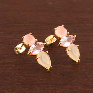 Luxury Design Gray & pink <b>Quartz</b> Stud <b>Earring</b> Gold/silver Plated <b>Earring</b> Classic Hot Selling Customized Handmade Stud <b>Earrings</b> - Product Image 3